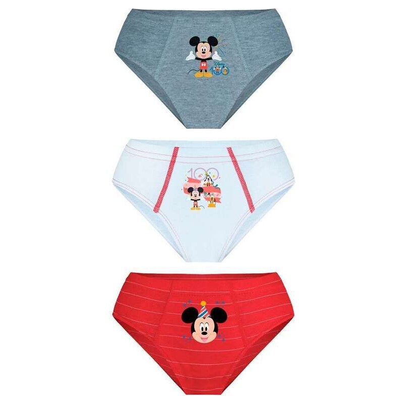 Disney Kit com 3 Cuecas Infantil Slip Mickey Mouse 111-089 0926-Amarelo-Vermelho-Branco