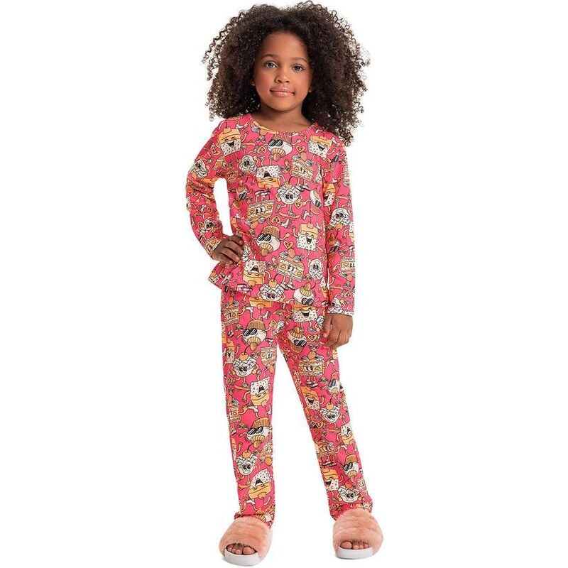 Quimby Pijama Estampado Infantil Menina Rosa