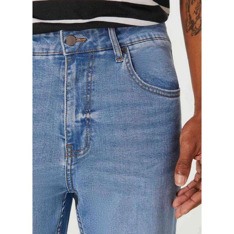Hering Calca Jeans Masculina Reta com Elastano Azul
