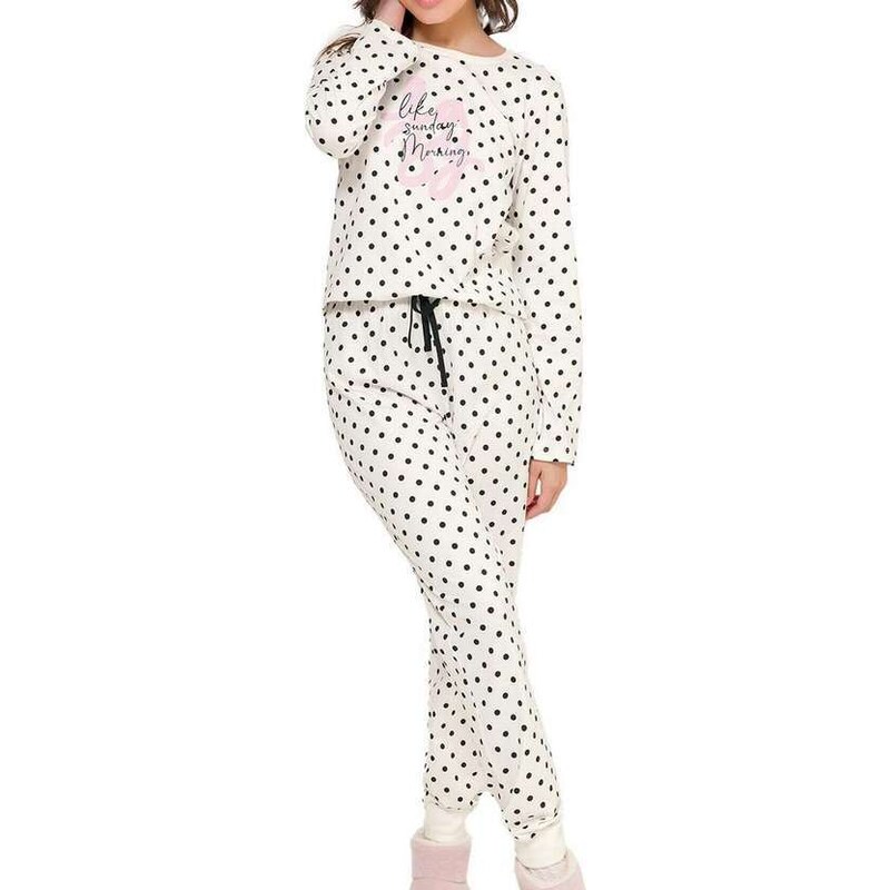 Pijama Feminino Longo Espaço Pijama 4010145 Branco
