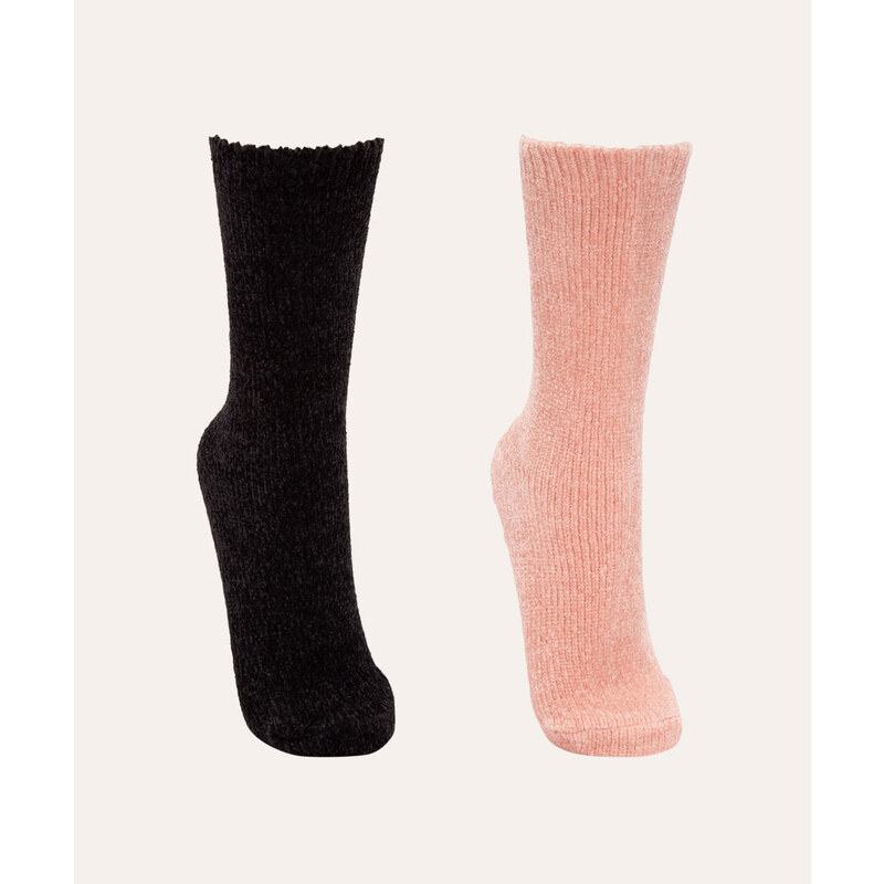 C&A kit de 2 pares de meias chenille antiderrapante colorido