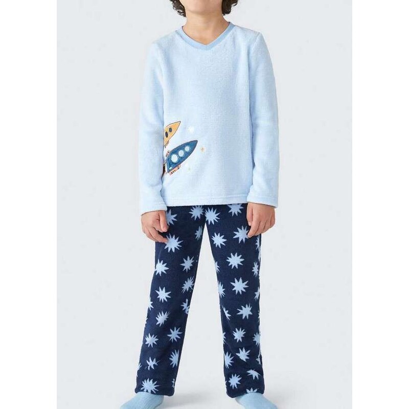 Pijama Infantil Menino Longo Hering Kvtx 1l-Azul-Médio