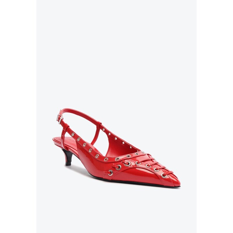 Sapato Scarpin Slingback Verniz Salto Baixo Vermelho | Schutz