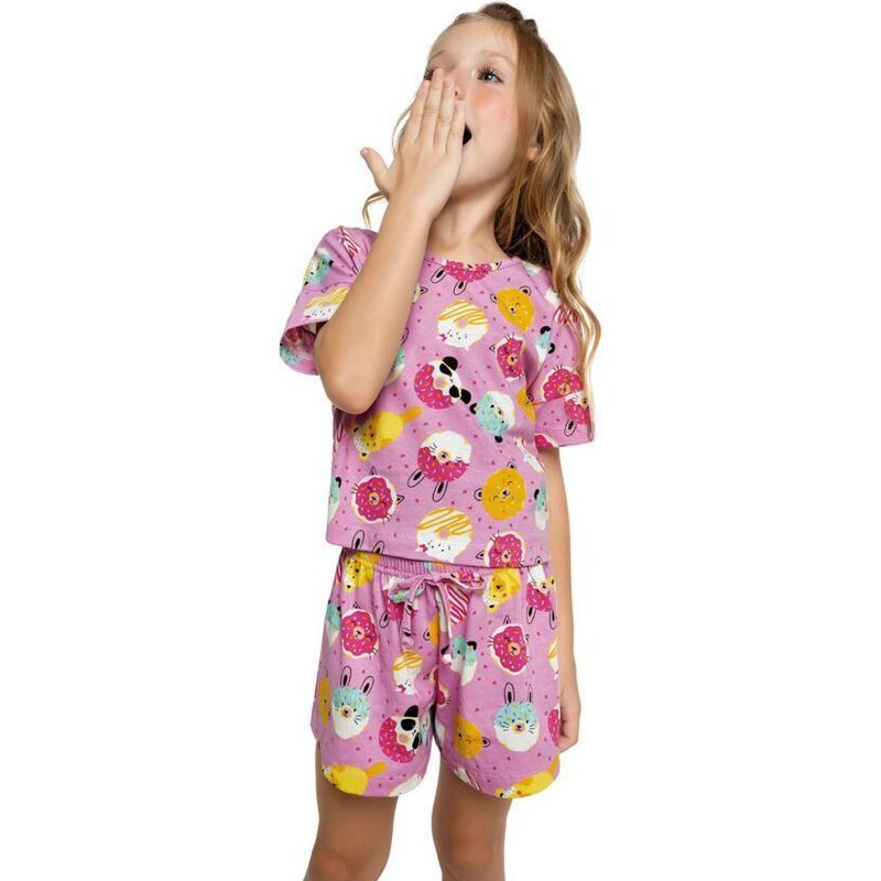 Trick Nick Conjunto Pijama Infantil Donuts Rosa