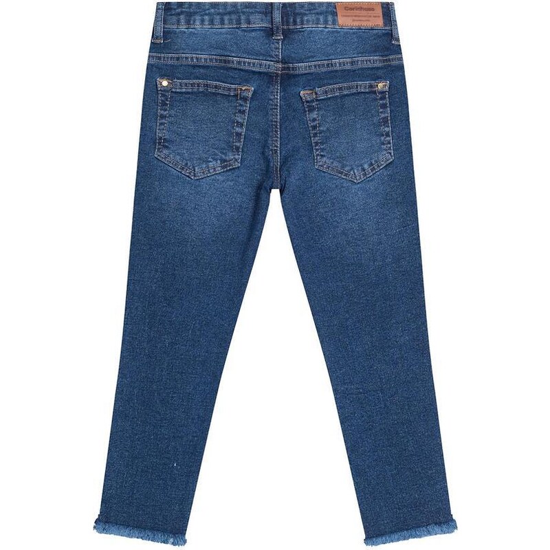 Carinhoso Calça Skinny Jeans com Puídos Menina Azul