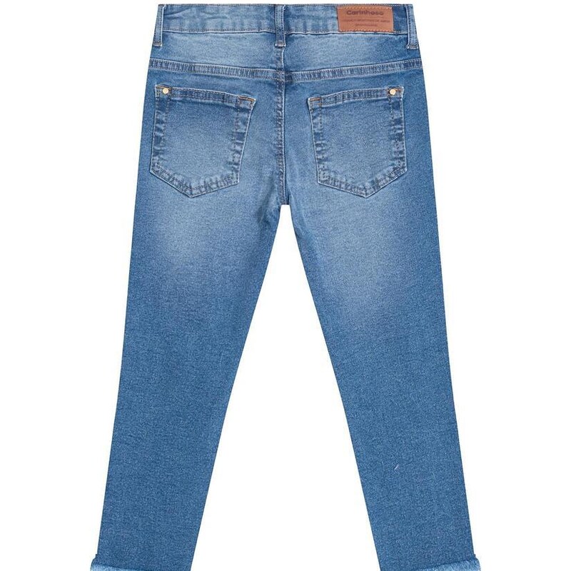 Carinhoso Calça Skinny Jeans com Puídos Menina Azul