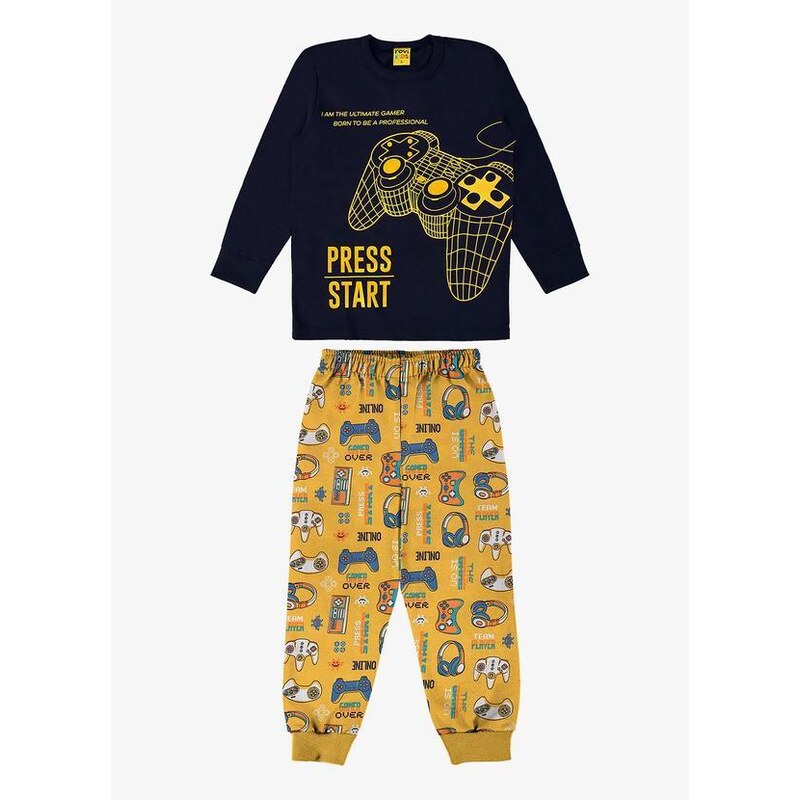 Rovi Kids Pijama Infantil Masculino Gamer Azul