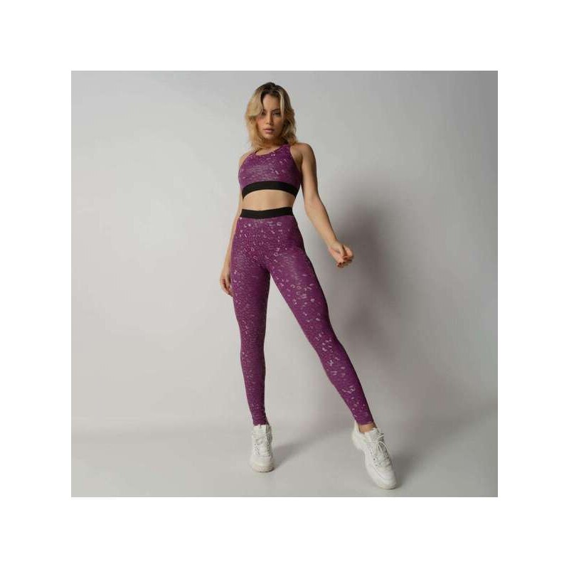 Calça Legging Fitness Roxa com Elástico Push - Honey Be Roxo / Purple