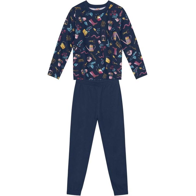 Brandili Pijama Infantil Menina com Blusão e Jogger Azul