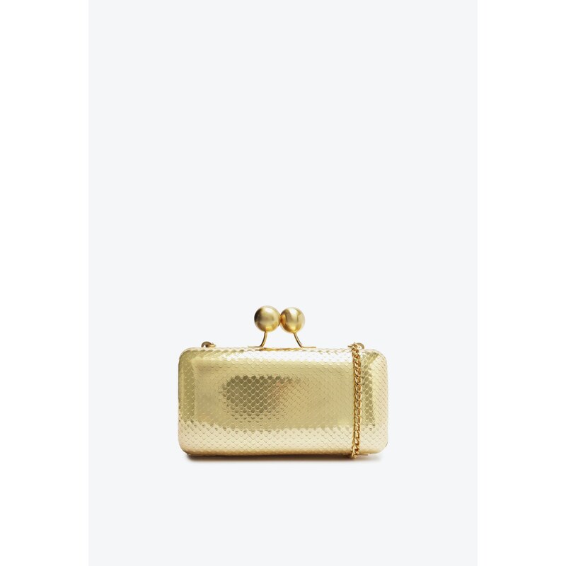 Bolsa Clutch Pequena Couro Dourada | Schutz