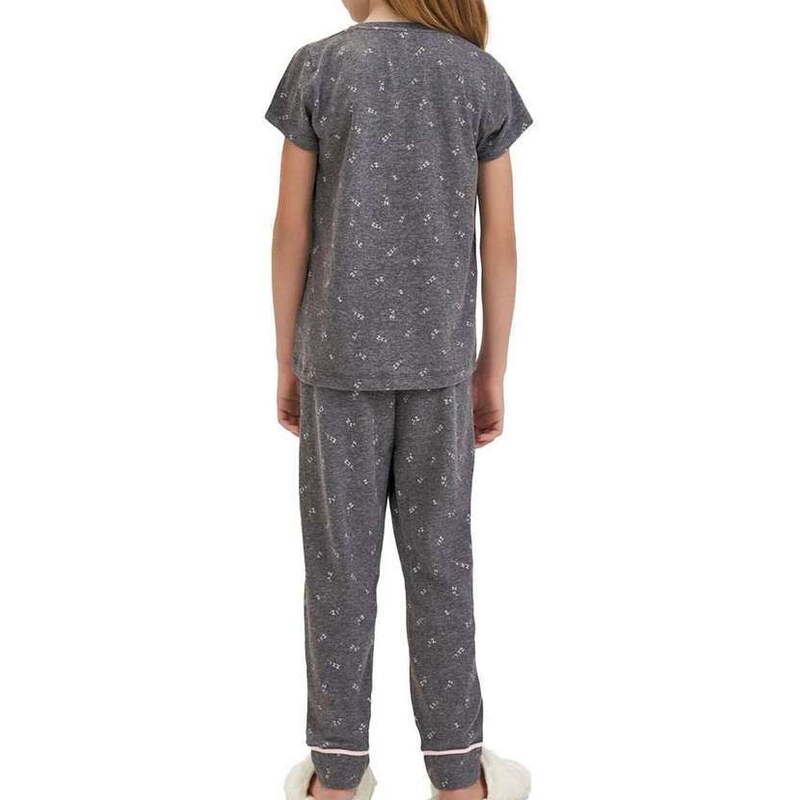 Pijama Infantil Menina Longo Cor com Amor 2050009 Cinza
