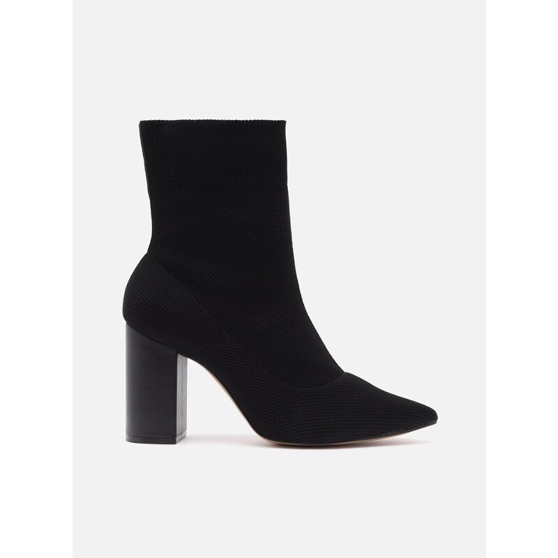 Skinny Boot Preta Knit Salto Bloco Helena | Arezzo