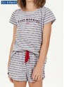Pijama Infantil Menina Curto Cor com Amor 67541 Listras-Mescla/Chumbo