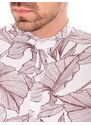Camisa Aeropostale Masculina Manga Curta Band Collar Foliage Off White