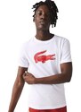 Camiseta Lacoste Masculina Jersey Sport 3D Red Logo Branca