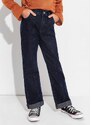 Moda Pop Calça Jeans Infantil Azul com Barra Dobrada