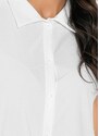 Moda Pop Camisa Off White com Ombro Deslocado