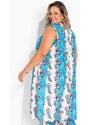 Marguerite Kimono Alongado Paisley Azul Plus Size
