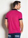 Moda Pop Camisa Polo com Degradê Frontal Rosa e Preta