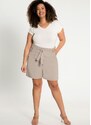 Lunender Mais Mulher Shorts Sarja Clochard Plus Size com Cinto Bege