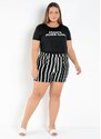 Marguerite T-Shirt Preta com Estampa Frontal Plus Size
