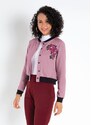 Moda Pop Jaqueta Rosê e Preta com Estampa