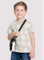 Alakazoo Camiseta Infantil Menino em Malha Estampada Bege