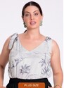 Lunender Mais Mulher Blusa Plus Size com Amarração Alças Preto