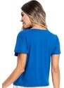 Rovitex Camisa Feminina Malha Delicate com Botões Azul
