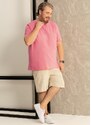 Exco Plus Size Camiseta Manga Curta Básica Rosa