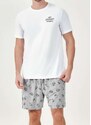 Pijama Masculino Curto Espaço Pijama 4030005 Branco-Mescla