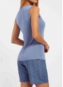 Pijama Feminino Curto Recco 20602 Azul-Wave-C--Est.-Chevron