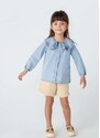 Hering Camisa Jeans Infantil Menina Toddler com Babados Azul
