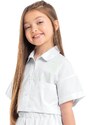 Gloss Camisa Cropped Juvenil em Tricoline Branco