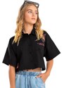 Gloss Camisa Cropped Juvenil em Tricoline Preto