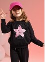 Cativa Kids Blusão Feminino Estampado com Glitter Preto