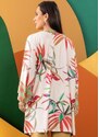 Quintess Kimono Folhagem Off White em Malha Fria