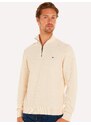 Blusa Tommy Hilfiger Masculina Oval Structure Zip Mock Areia